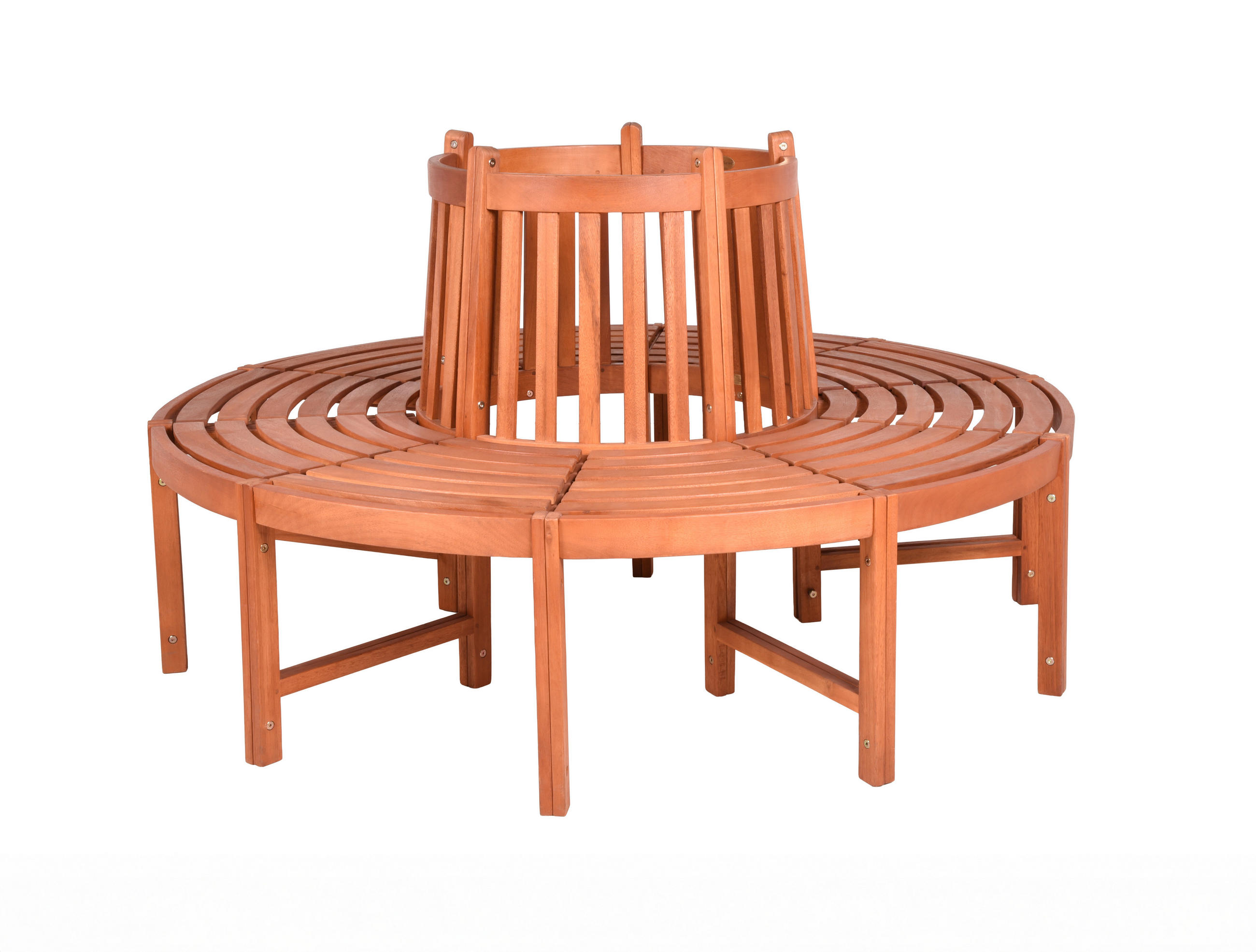 BAUMBANK Andy rund Eukalyptus Natur 91x160x160cm - Hellbraun, Holz (160/91/160cm) - DELUKE