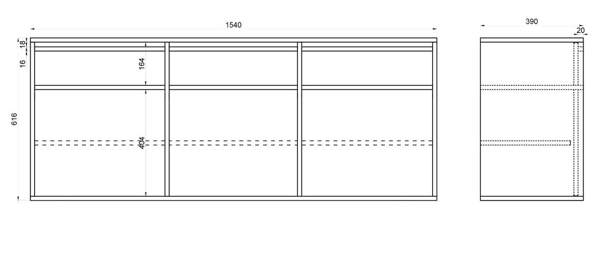 SIDEBOARD Evo Salbeigrün 154 cm - Salbeigrün, Holzwerkstoff (154/61.6/39cm) - Selsey