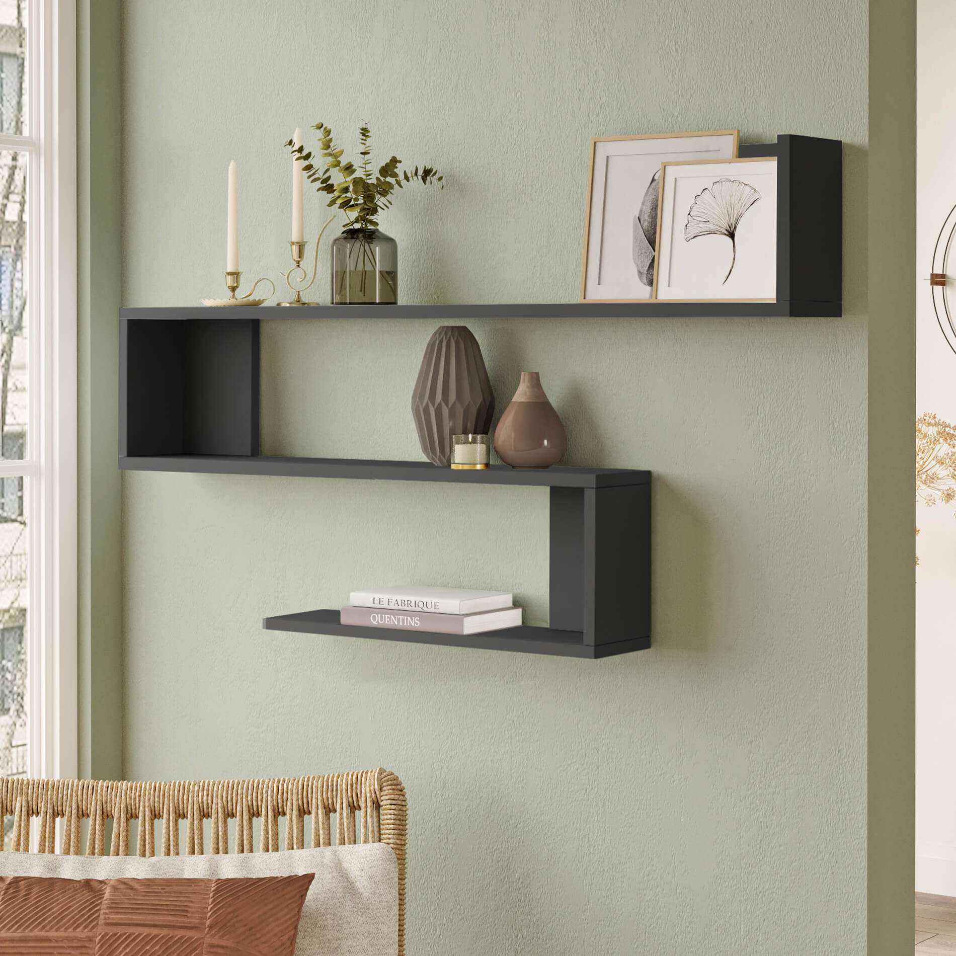 WANDREGAL Dunkelgrau 120/14,5/71,5 cm - Anthrazit/Grau, Holzwerkstoff (71.4/14.5/120cm) - Mobili Rebecca