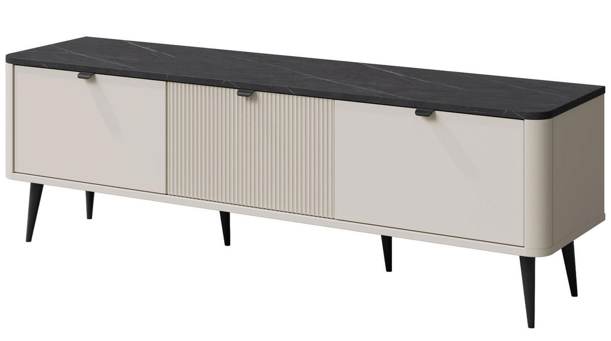 LOWBOARD Marly Kaschmir / Graustein 160 / 40 / 52cm - Kaschmir/Beige, Holz/Holzwerkstoff (160/52/40cm) - Feldmann-Wohnen