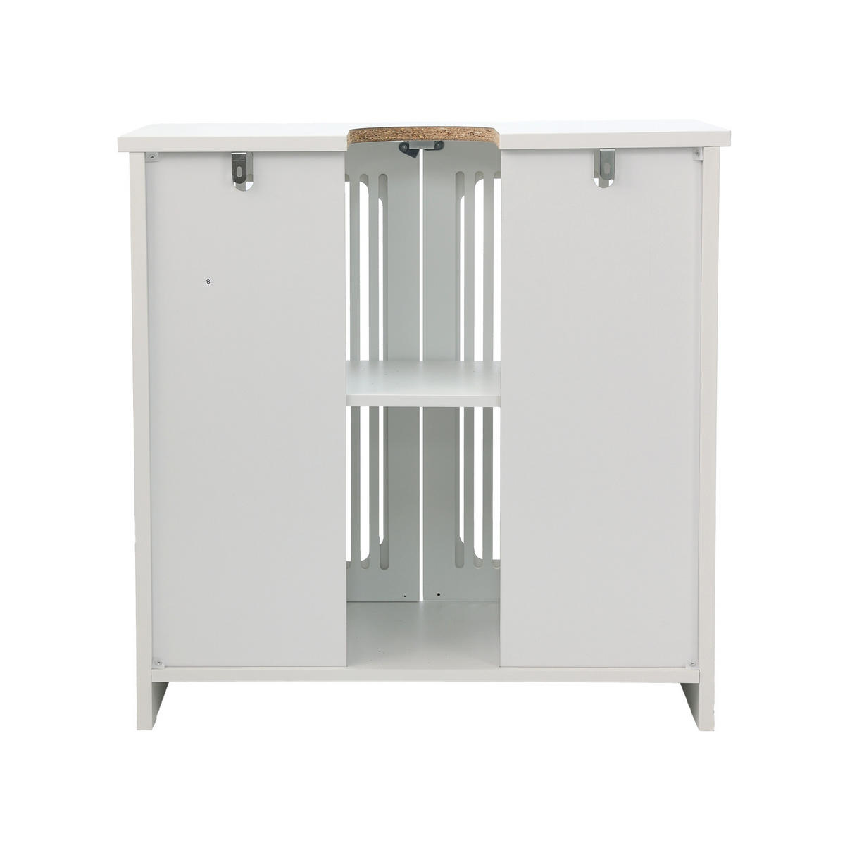 WASCHTISCHUNTERSCHRANK aus MDF 60x30x60 cm und Spanplatte Weiß mit Lamellenfront, verstellbarem Einlegeboden und Stauraum - Weiß, Holzwerkstoff (60/60/30cm) - Modfu