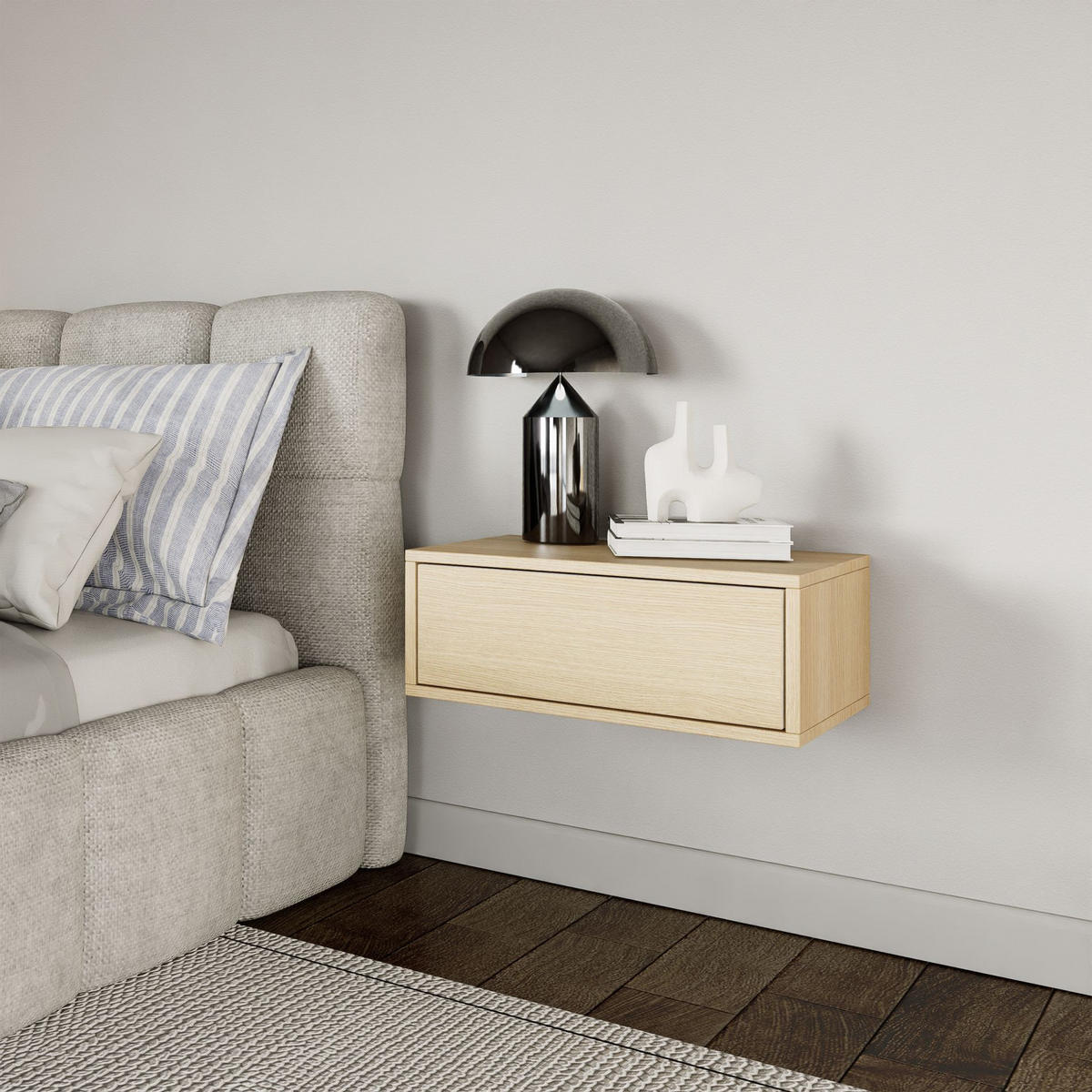 NACHTTISCH hängend Framme Eiche Holzoptik, 50 cm - Beige, Holzwerkstoff (50/20.8/36cm) - Selsey