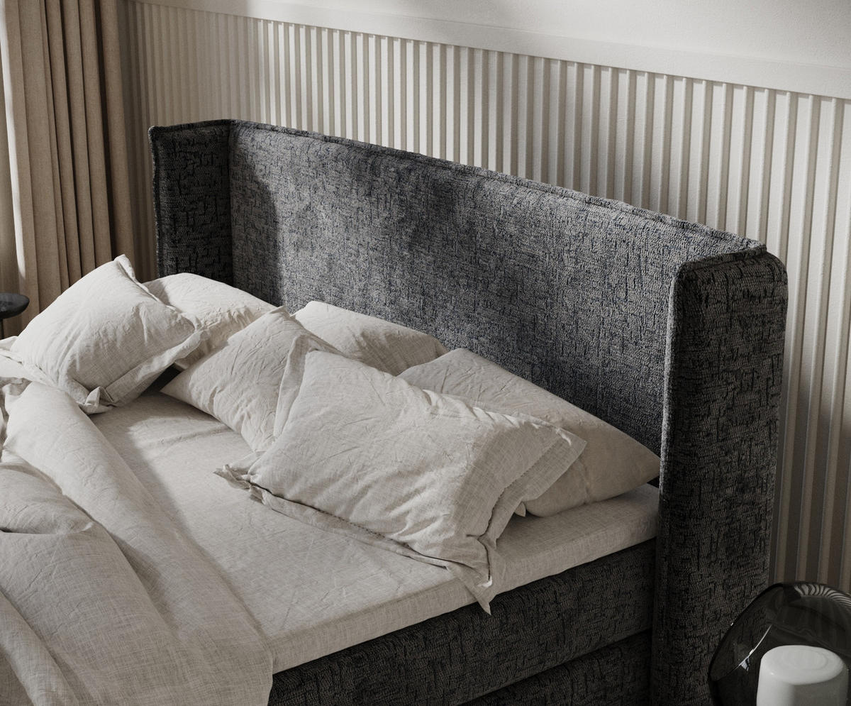 BOXSPRINGBETT Carizzo Anthrazit 180/200 cm mit Matratze und Topper - Anthrazit/Schwarz, Holz/Holzwerkstoff (180/200cm) - Maison de Reve