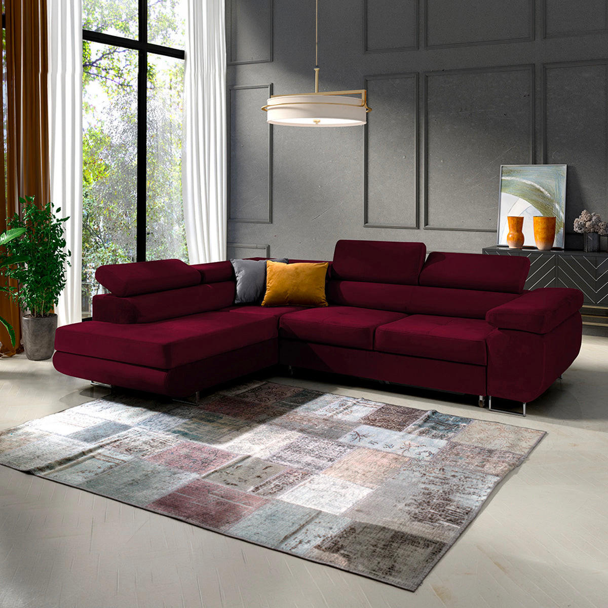 ECKSOFA Wilson 4 Sitzplätze Bordeaux - Rot, Textil (271/201cm) - Petits-meubles
