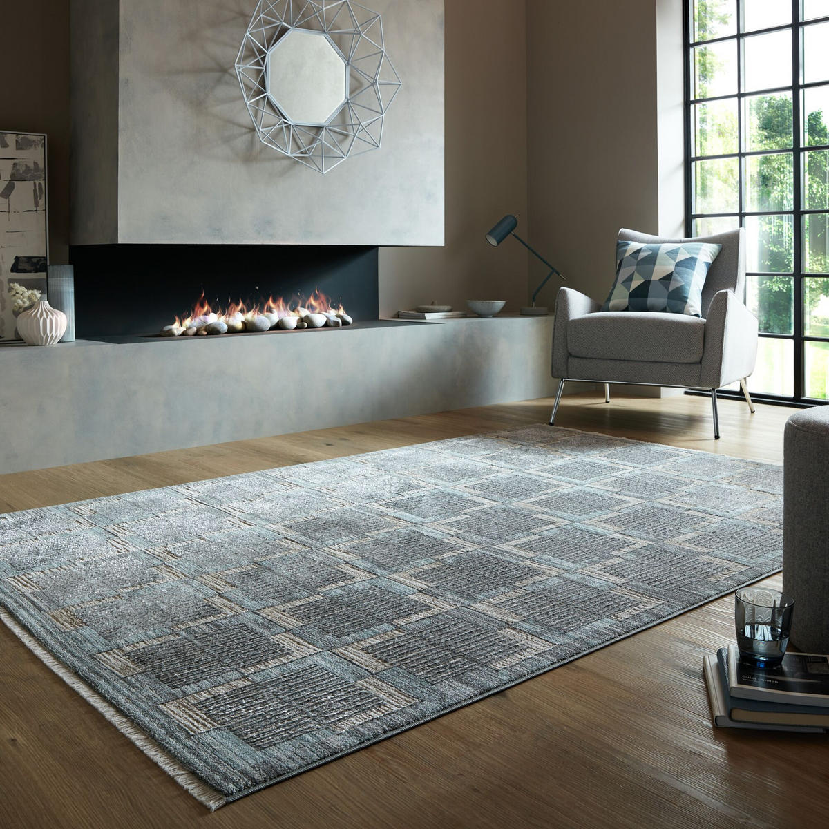 TEPPICH Jute Karos Geometrisch, Wohnzimmer Grau Rechteckig 160x240 - Grau, Textil (160/240cm) - KADIMA DESIGN