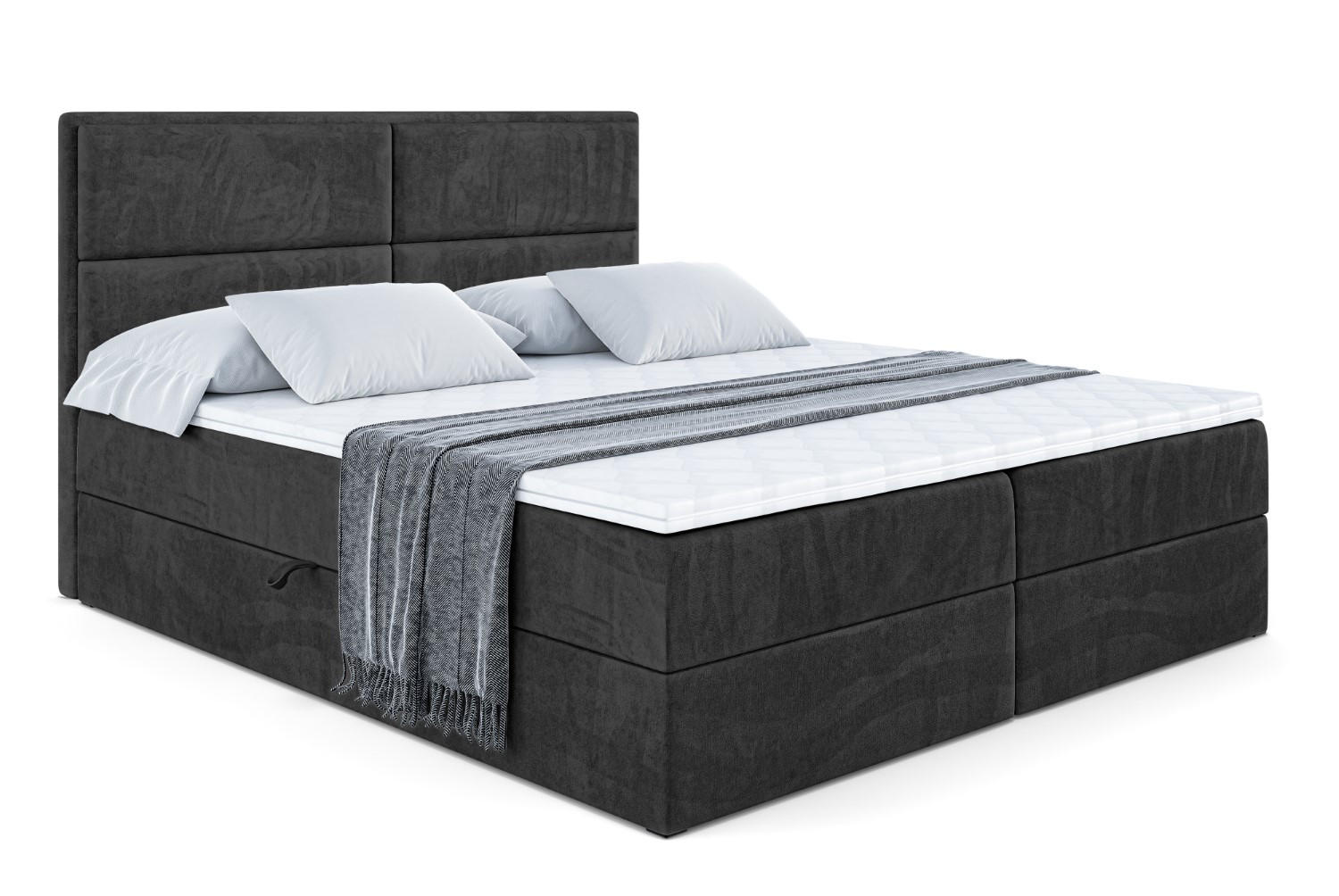 BOXBETT mit Matratze H4 und Lattenrost - AURA - 180x200 - H4 - Schwarz - Schwarz, Holzwerkstoff (180/200cm) - ALTDECOR