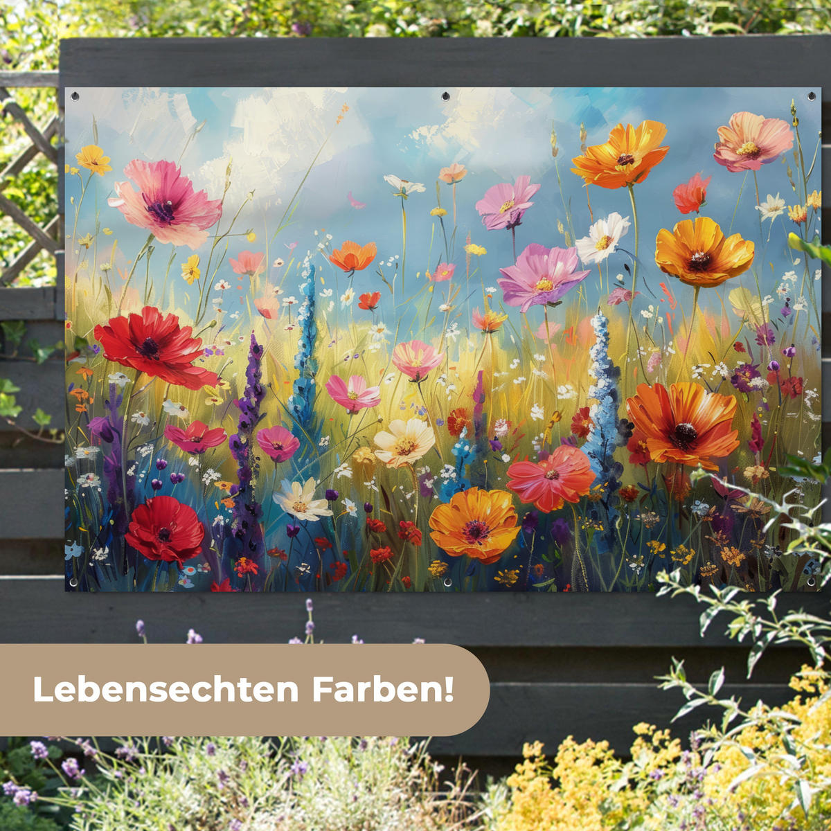 ZAHRADNÍ PLAKÁT Květiny - Příroda - Botanické - Umění 180x120 cm - světle modrá, plast (180/120/0.2cm) - OnlyWow