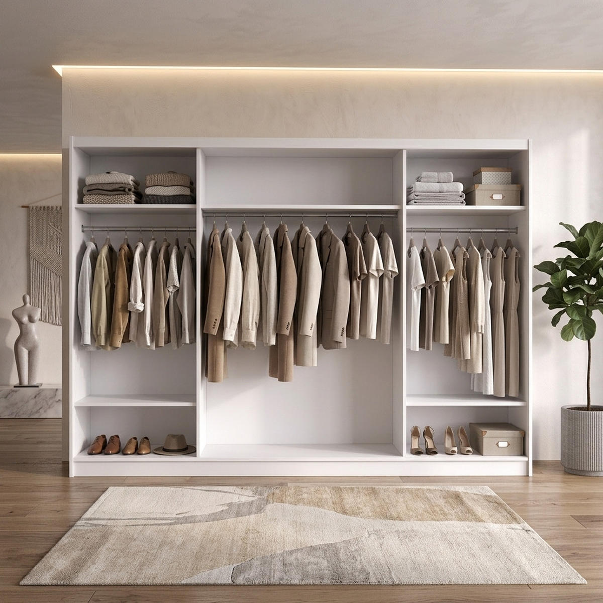 SCHWEBETÜRENSCHRANK BELANO 200 cm. Innenausstattung: Basic - Schwarz/Weiß, Holzwerkstoff (200/215/59.5cm) - A&J MöbelLand