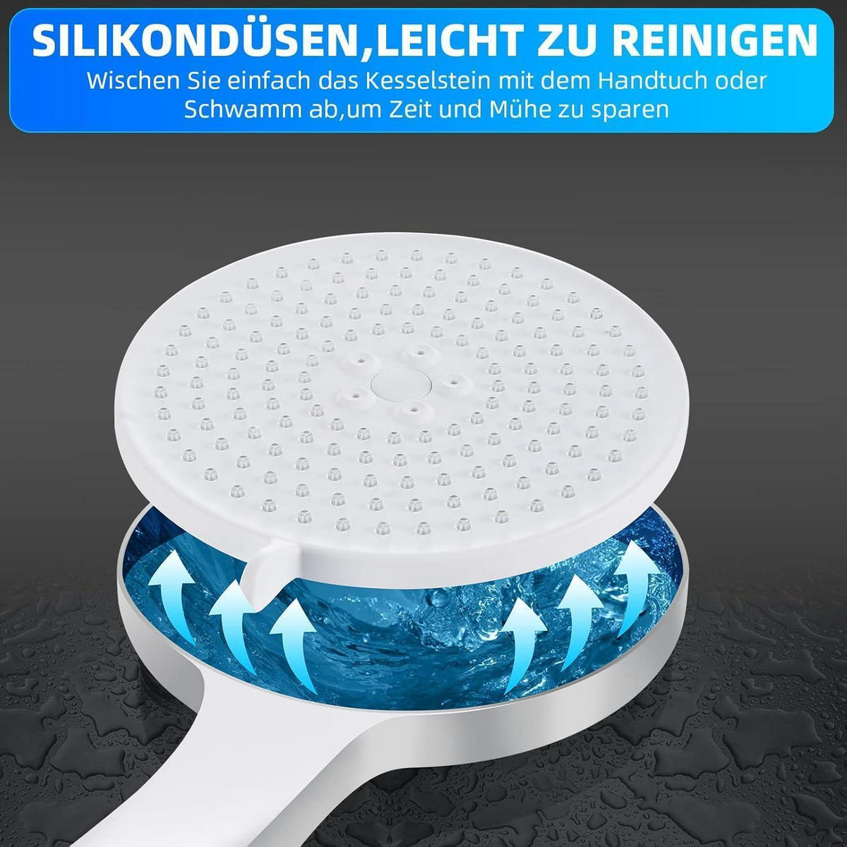 HANDBRAUSE Wassersparend 5 Strahlarten Chrom - Silberfarben, Kunststoff (13/12.7/27.5cm)