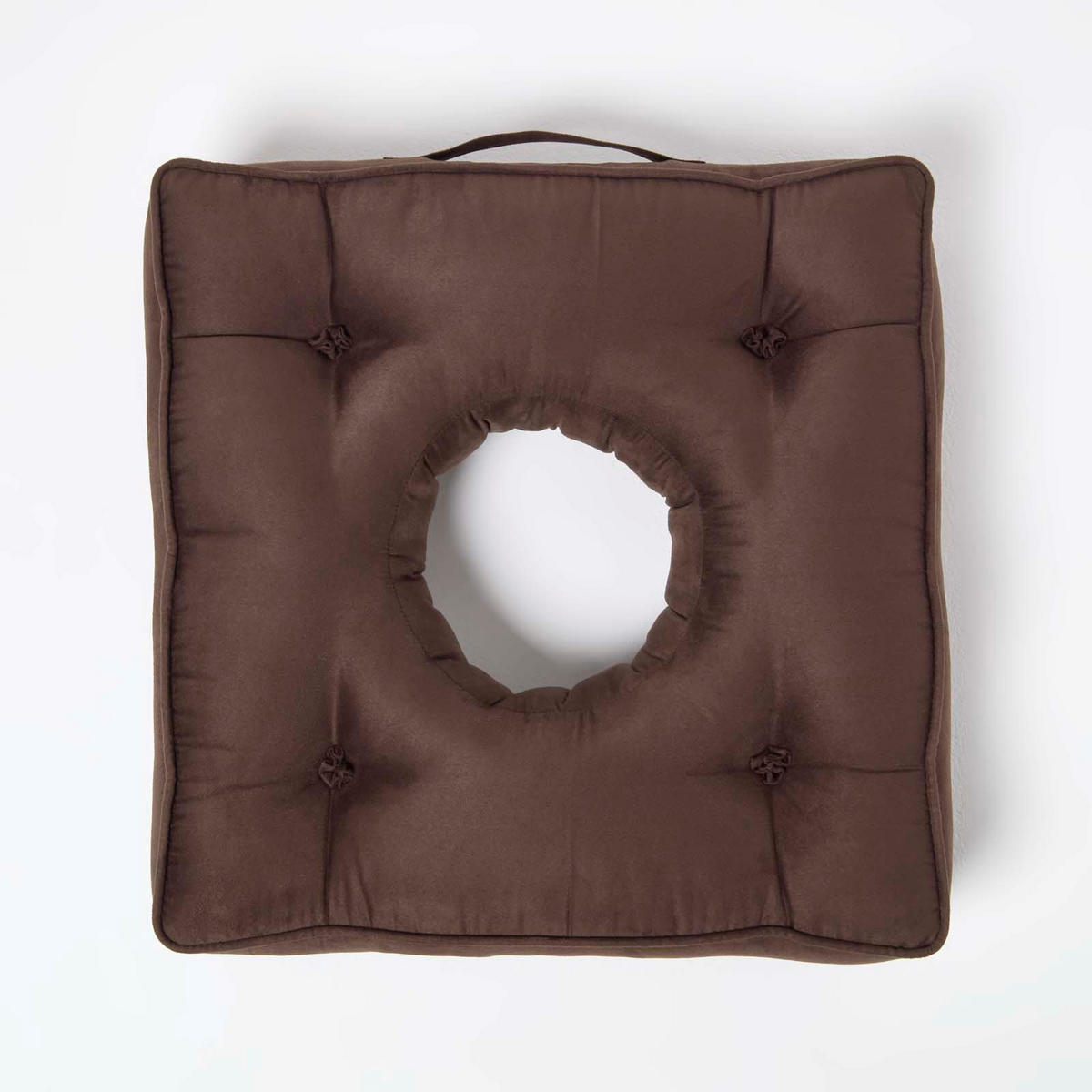 SITZKISSEN mit Aussparung braun 50/50/10 cm – Entlastungskissen, Velours - Braun, Textil (50/50/10cm) - Homescapes
