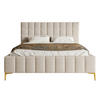 POLSTERBETT Szejlo Graubeige Chenille 140 cm - Greige/Goldfarben, Textil/Metall (140/200cm) - Selsey