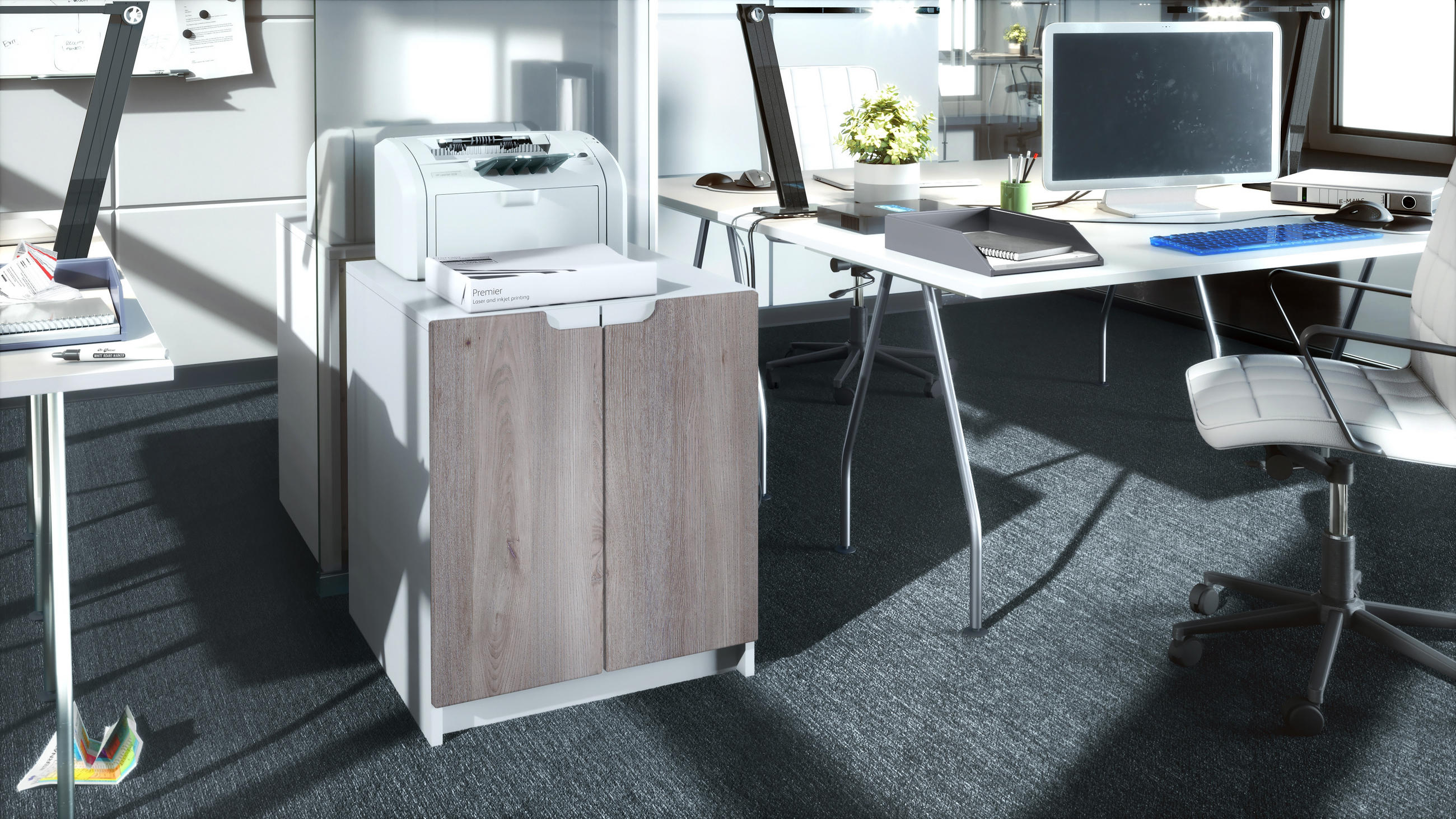 KOMMODE Logan Fronten in Eiche Nordic - Silbereichenfarben, Holzwerkstoff (51/60.5/54cm) - Vladon