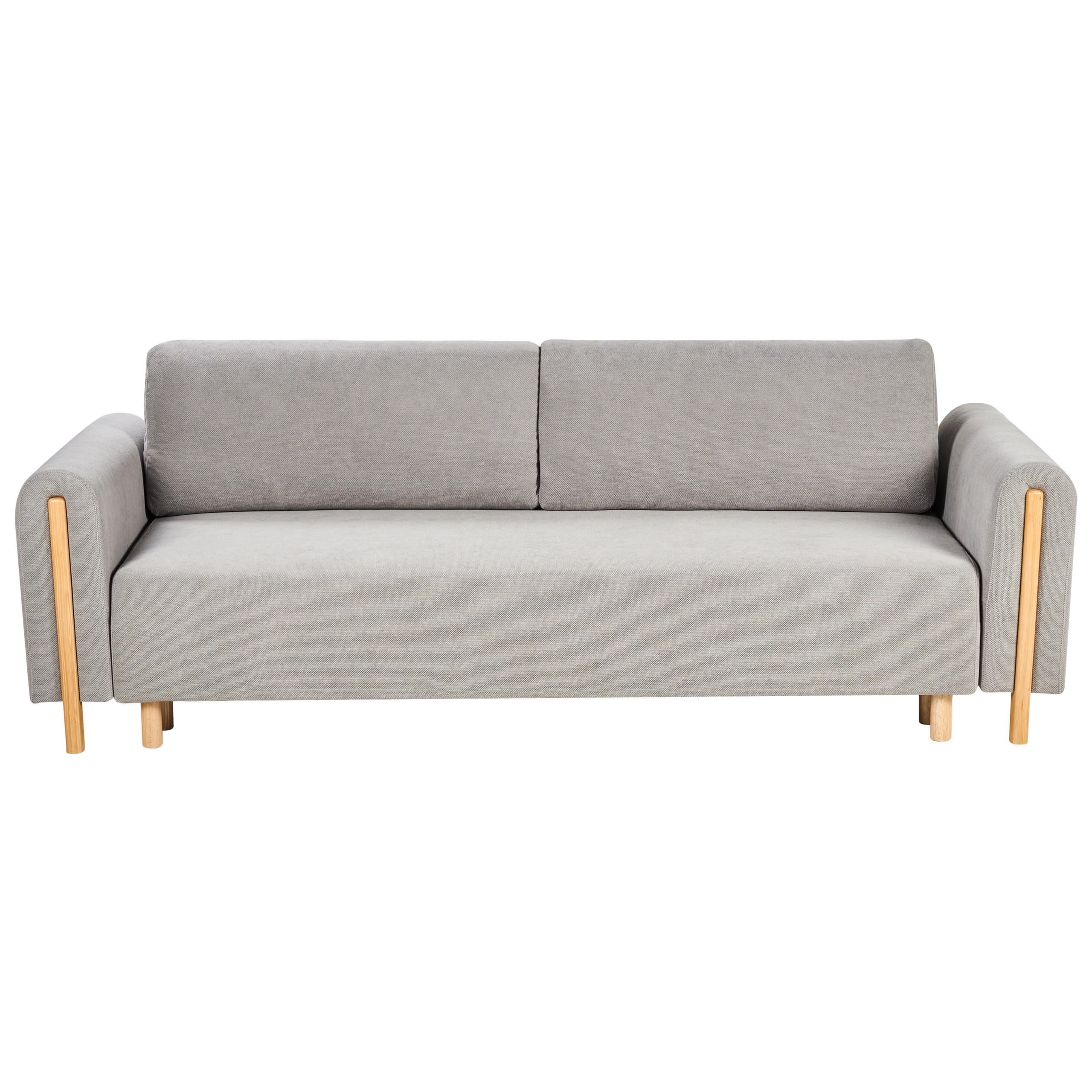 SCHLAFSOFA 3-Sitzer Stoff Grau mit Stauraum Kvam - Hellbraun, Textil (242/85/99cm) - Beliani