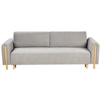 ROZKLÁDACÍ POHOVKA 3-místná Látka Šedá s úložným prostorem Kvam - světle hnědá, textil (242/85/99cm) - Beliani
