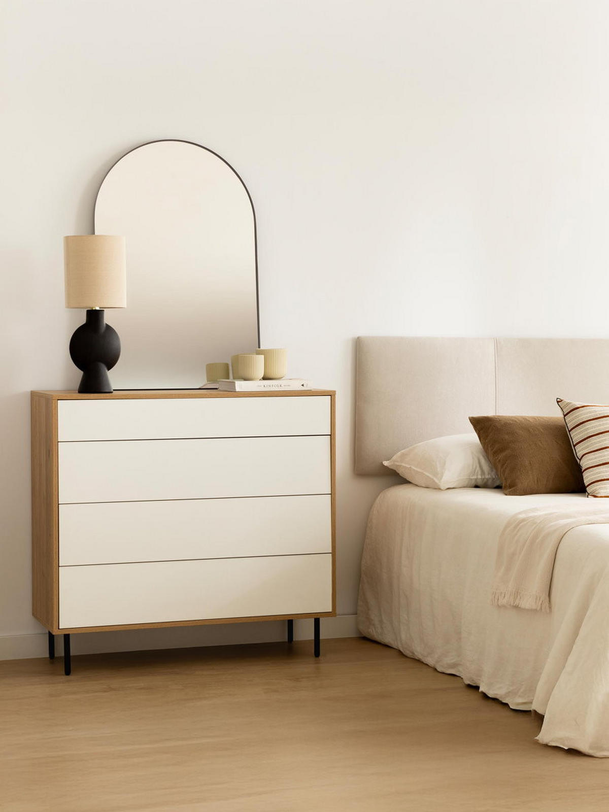 KOMMODE Zach Natur - Weiß 100 cm x 95 cm - Braun, Holzwerkstoff (100/95/41cm) - Kenay Home