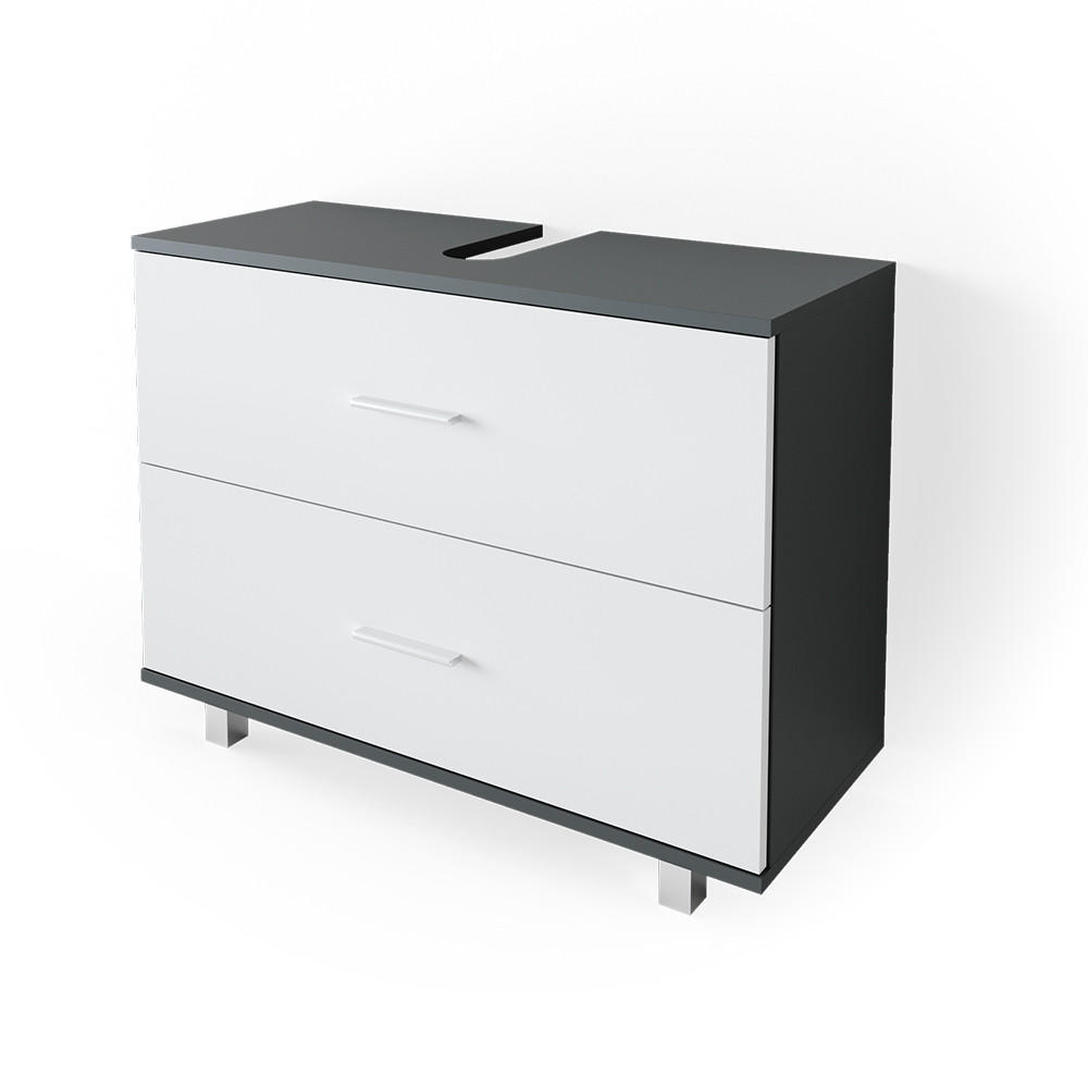 WASCHBECKENUNTERSCHRANK Ilias Anthrazit/Weiß 80 x 60.8 cm - Anthrazit/Weiß, Holzwerkstoff (80/60.8/33cm) - Vicco
