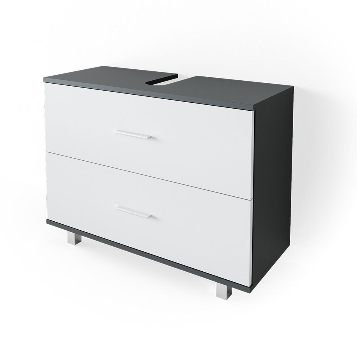 WASCHBECKENUNTERSCHRANK Ilias Anthrazit/Weiß 80 x 60.8 cm - Anthrazit/Weiß, Holzwerkstoff (80/60.8/33cm) - Vicco