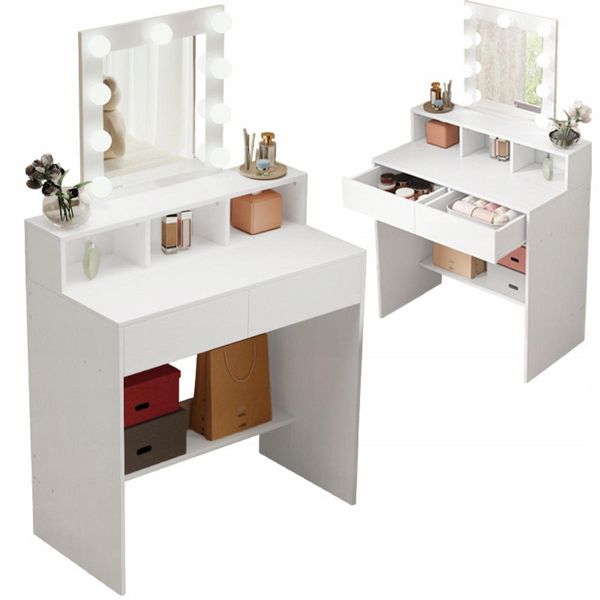 SCHMINKTISCH weißer 40/80/145 cm - Weiß, Holzwerkstoff (80/145/40cm)