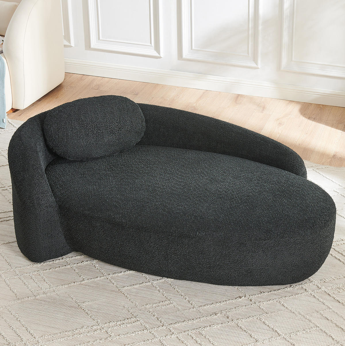 SOFA aus Teddy-Stoff mit Kissen Schwarz - Schwarz, Kunststoff (38/24.5/67cm) - Meubliv