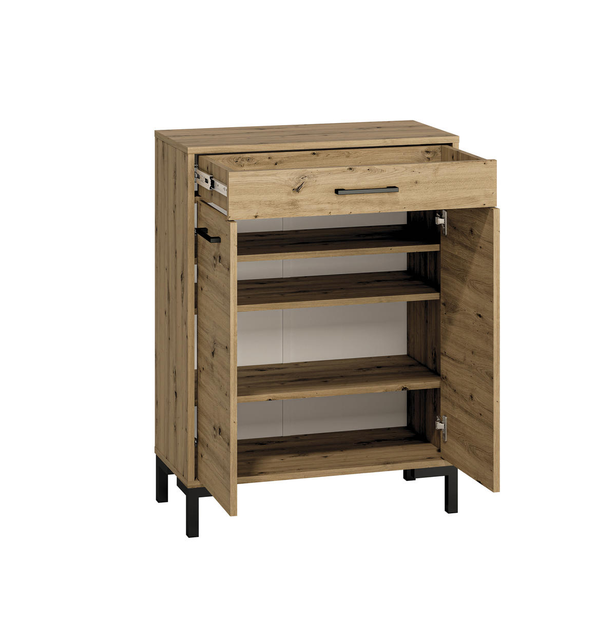 SCHUHSCHRANK Nevio Artisan Eiche 70 / 34 / 94cm - Eiche Artisan/Braun, Holz/Holzwerkstoff (70/94/34cm) - Feldmann-Wohnen