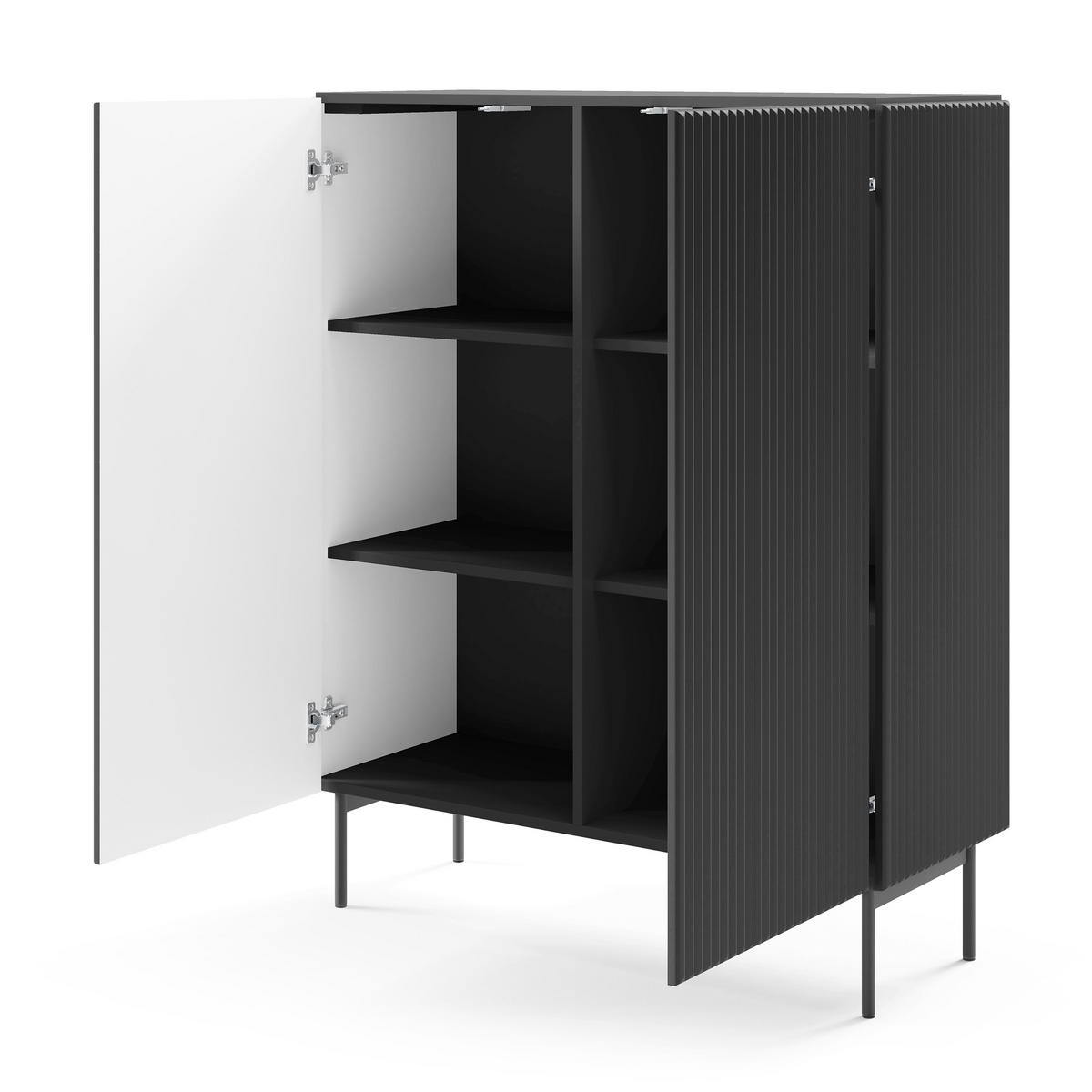 HIGHBOARD TRATTO 98,6/123/39,8cm 2 Türen Schwarz - Schwarz, Holzwerkstoff (98.6/123/39.8cm) - MASSENO