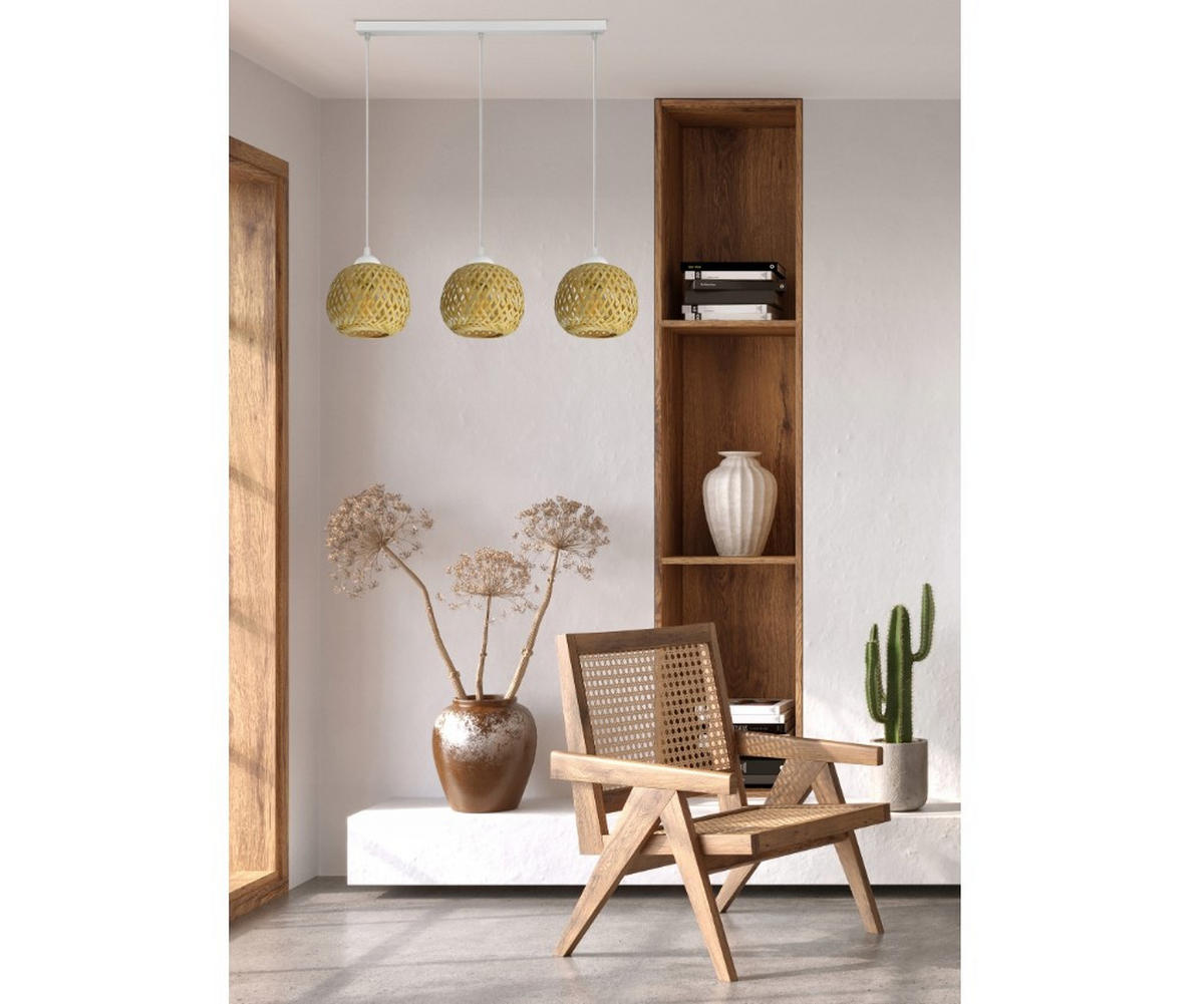 PENDELLEUCHTE BOHO - Beige/Weiß, Glas/Metall (15/70/100cm) - kiki design