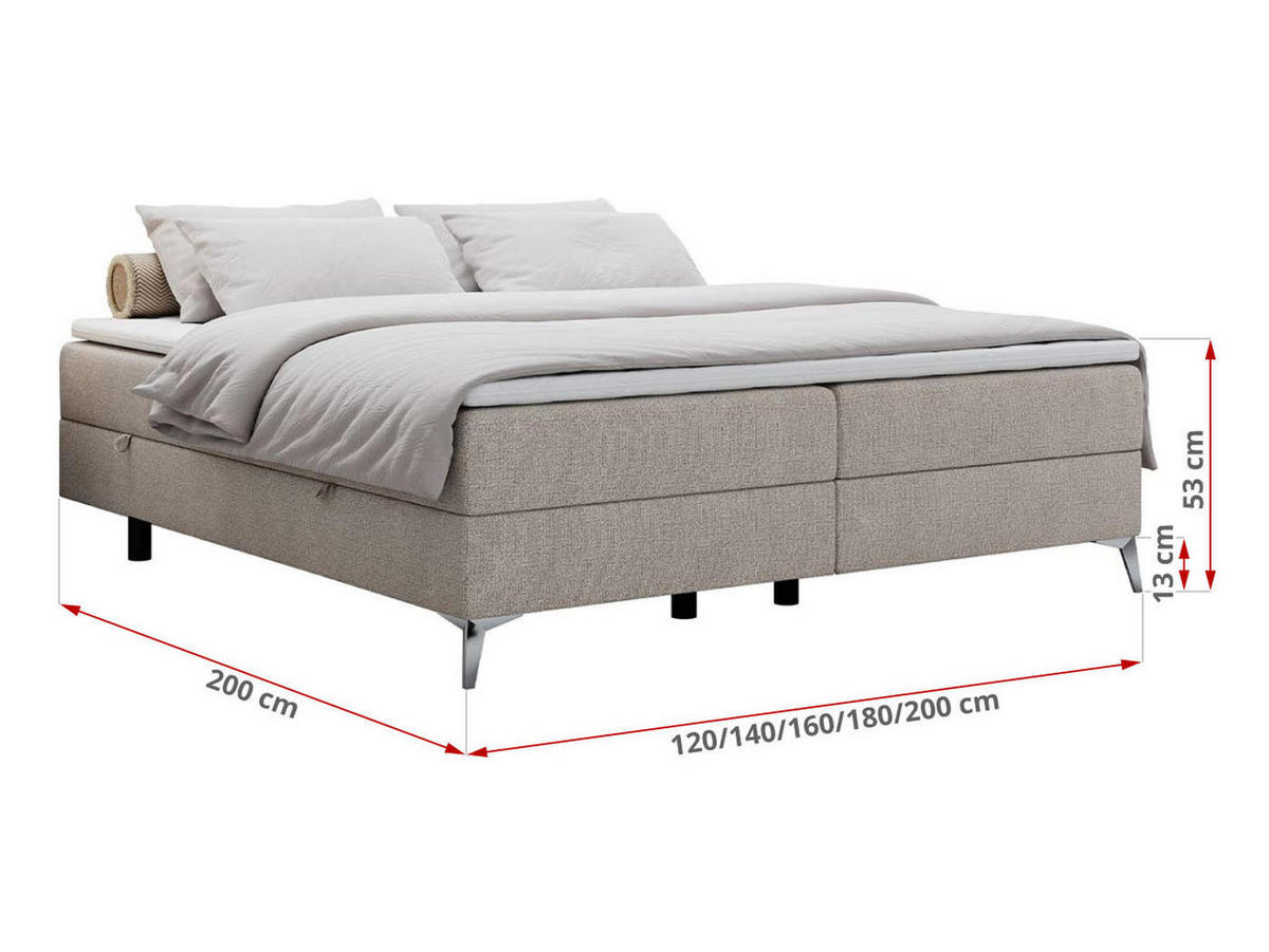 BOXBETT LESS 200/200 Beige Struktur - H3 - Beige, Holz/Textil (200/200cm) - MKS