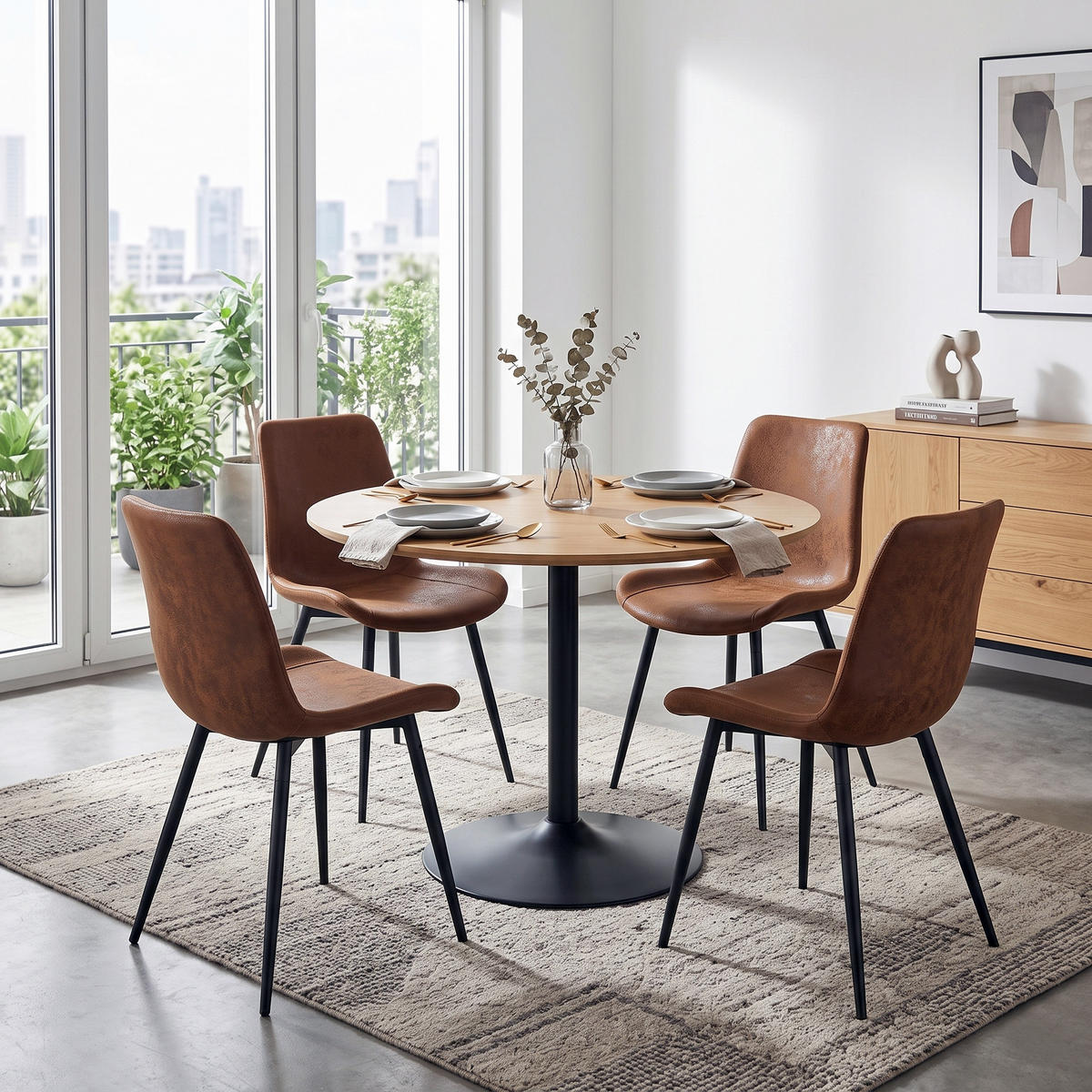ESSZIMMERSTUHL 4er set stoff tech gepolstert metallbeine ergonomisch - Braun, Textil (50/83/47cm) - Urban Meuble