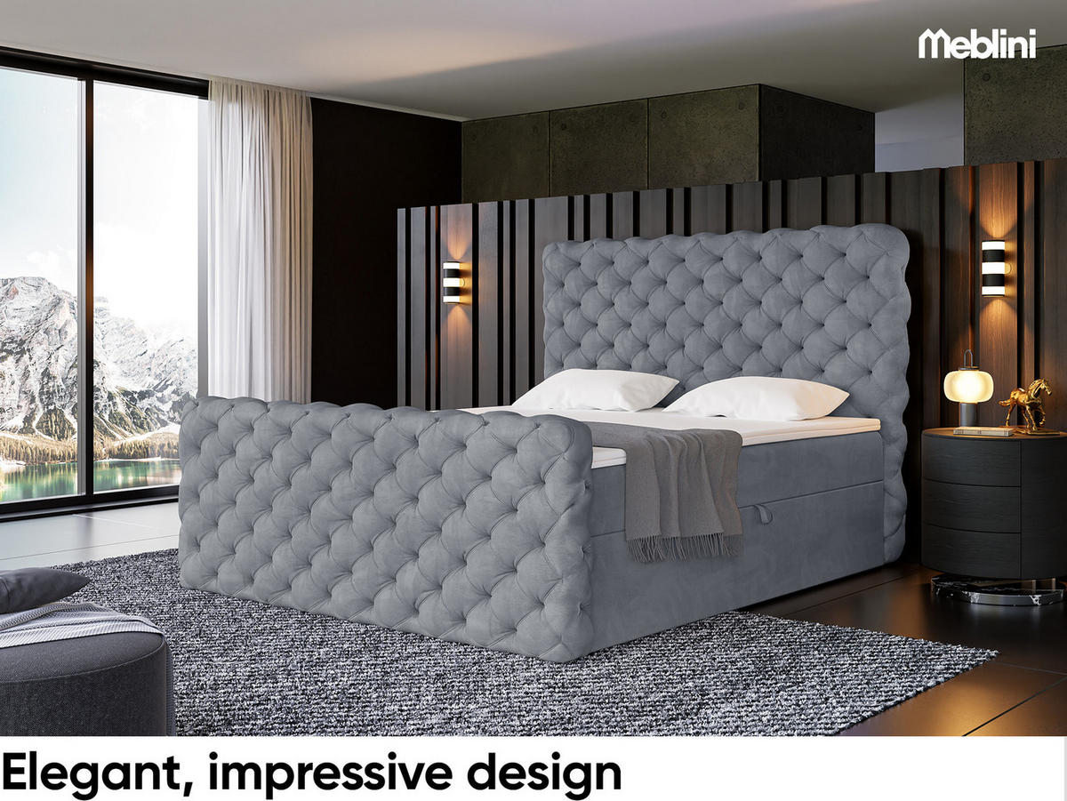 BOXBETT Duke - Schwarz/Grau, Holzwerkstoff/Textil (120/200cm) - Meblini