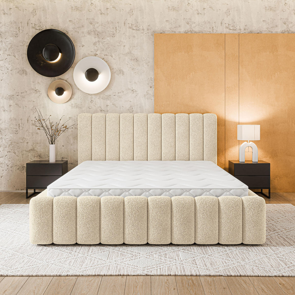 POLSTERBETT DINESE Q 120x200 cm mit Bettkästen - Creme - Creme, Holz (120/200cm) - MASSENO