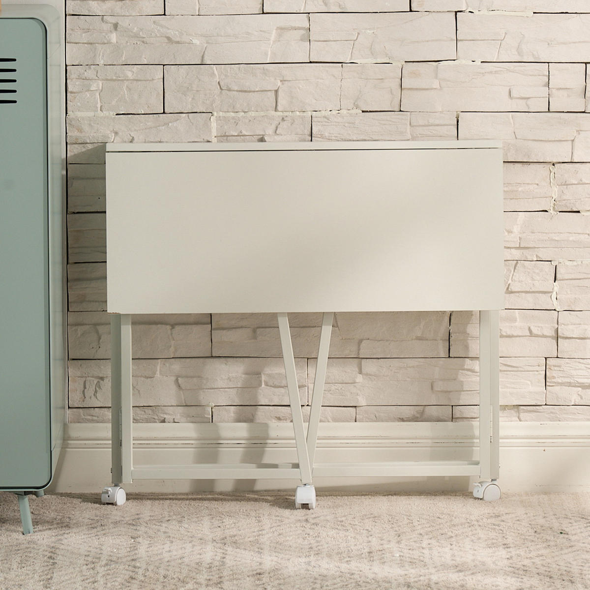 SCHREIBTISCH in Stahl - Weiß, Metall (80/40/70.5cm) - Meubles Cosy