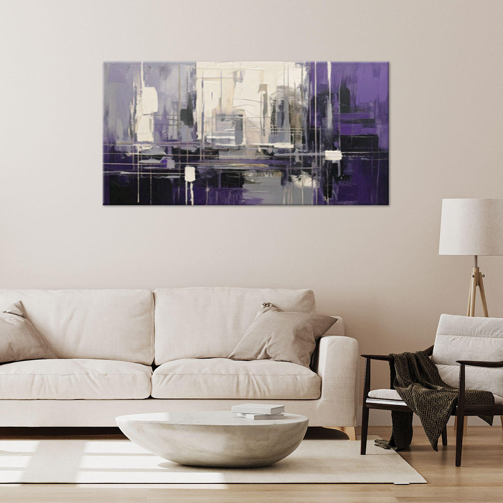 LEINWANDBILD Geometrische Abstraktion Violett 120x60cm - Lila, Textil (120/60cm) - Feeby