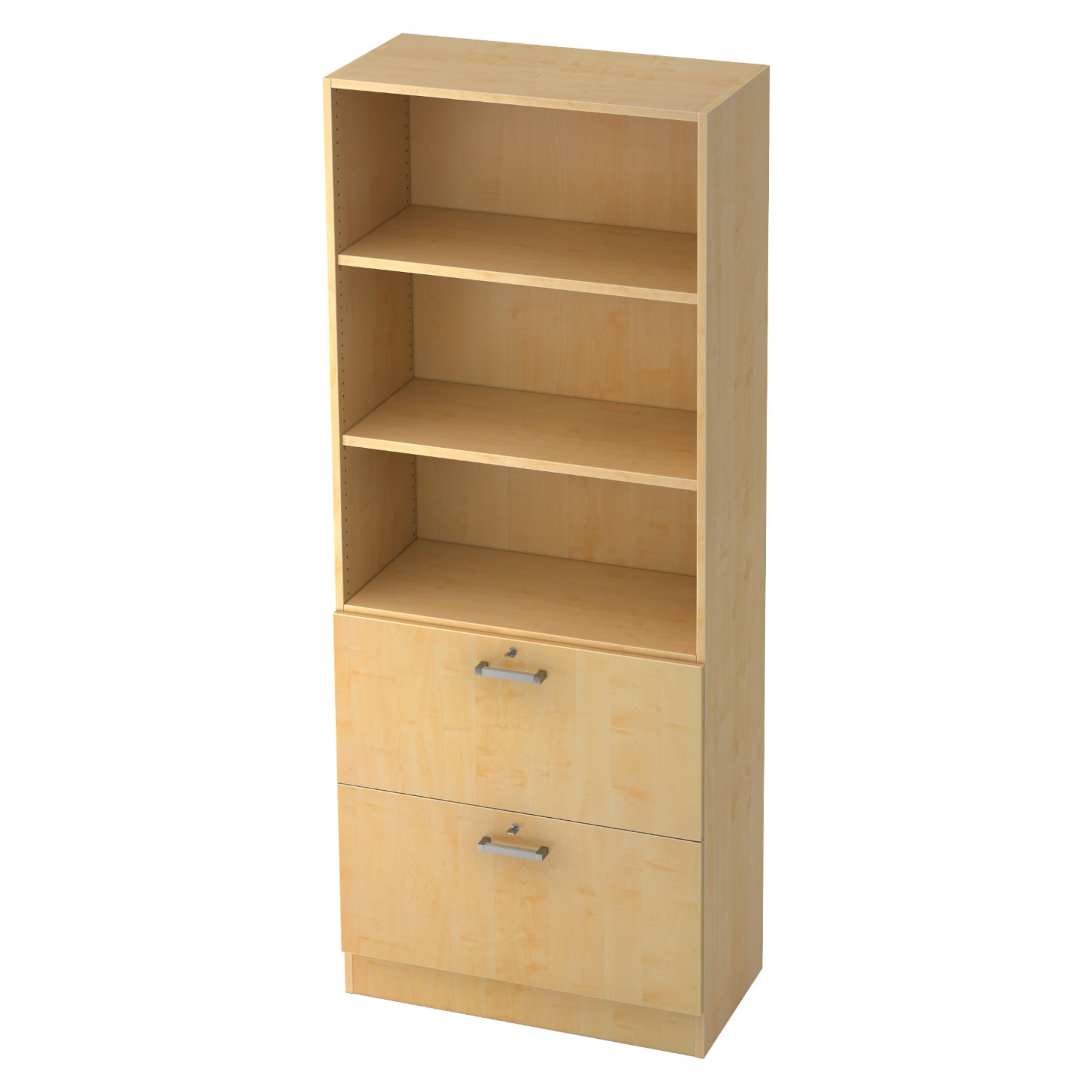 HÄNGEREGISTER Kombi - 2 Schübe 42/80/200,4 cm in Ahornfarben Chromgriff - Ahornfarben, Holzwerkstoff (80/200.4/42cm) - bümö
