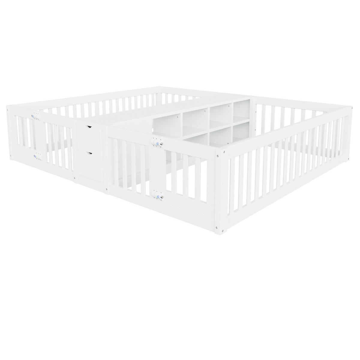 HOLZBETT 90x200cm Kinderbett Stauraum Sicherheitsgitter Weiß - Weiß, Holz (90/200cm) - FLIEKS