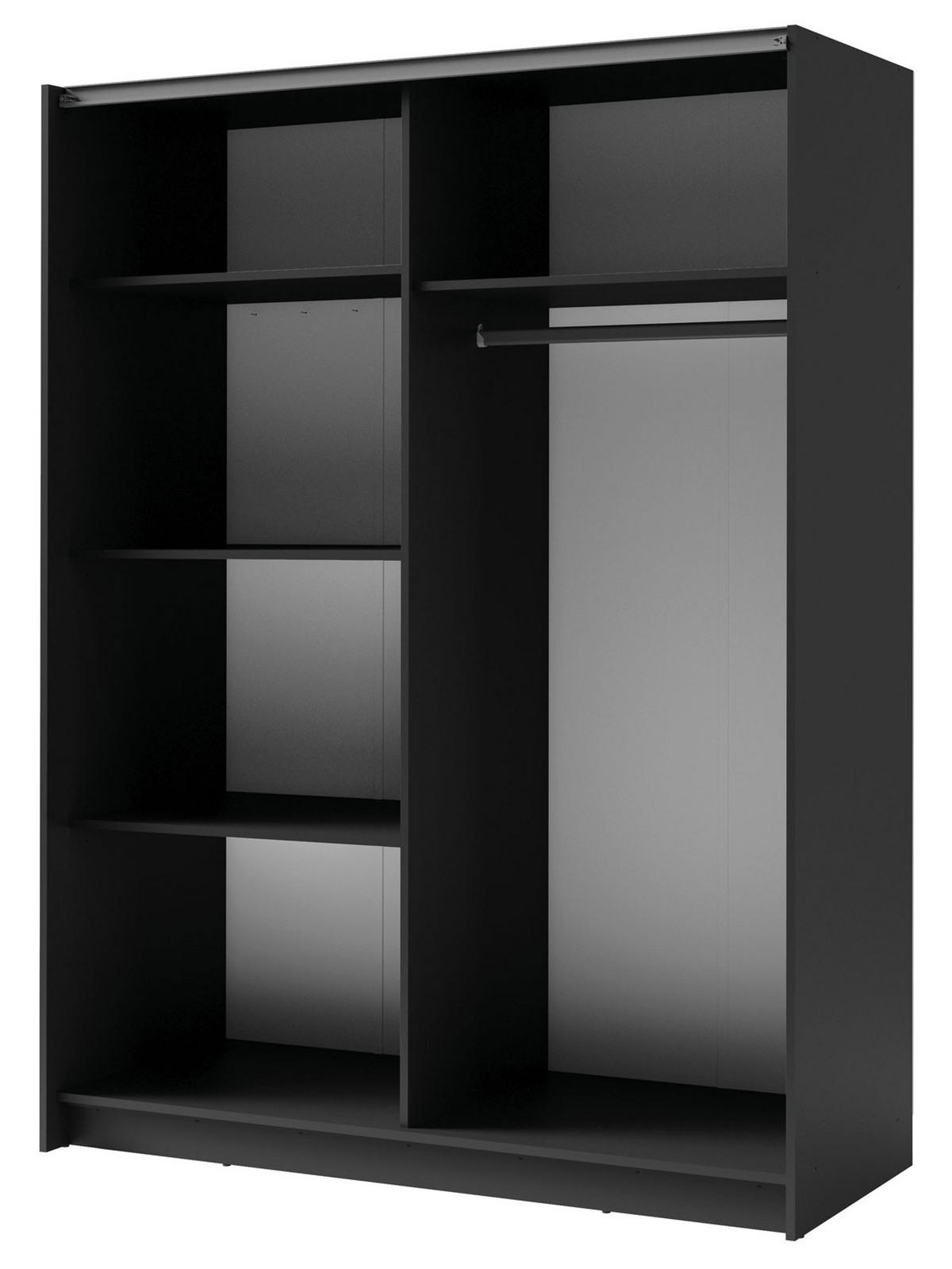 SCHWEBETÜRENSCHRANK Gozo Graphit 150 / 62 / 198cm - Graphitfarben/Schwarz, Holz/Holzwerkstoff (150/198/62cm) - Feldmann-Wohnen