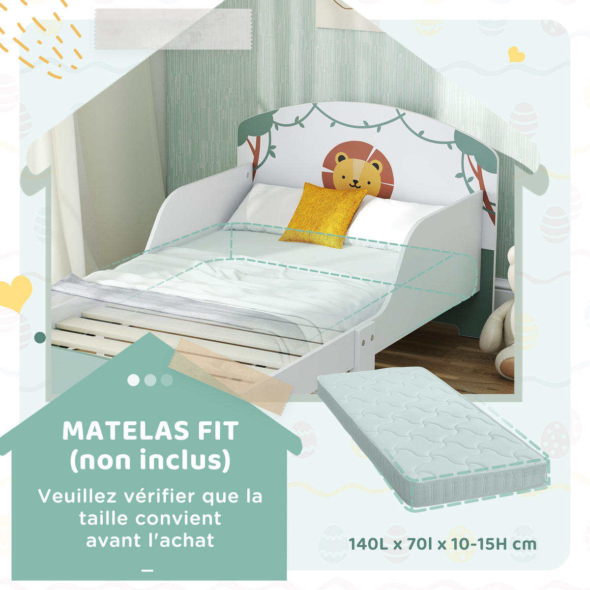 KINDERBETT 140x70 cm DE-14658 mit Schutzbügeln & Stauraum Grün - Grün, Holzwerkstoff (70/140cm) - ComfortXL