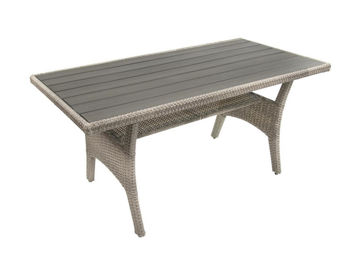 DININGLOUNGE-SET Alpina II Grau Polyrattan für 7 Personen - Grau, Naturmaterialien - Green Spirit
