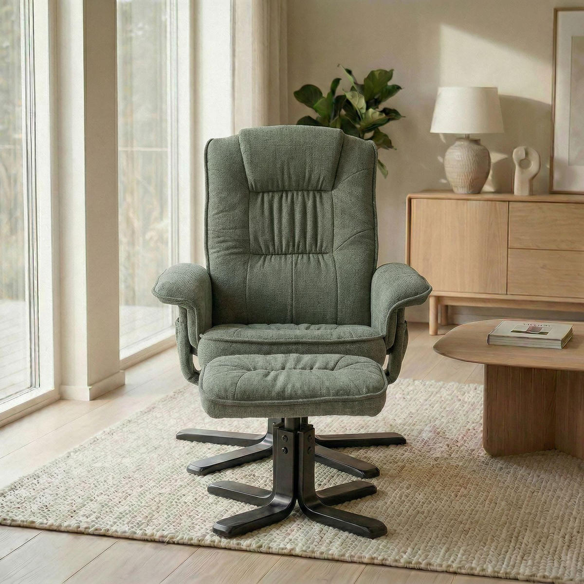 RELAXSESSEL CHARLY - Schwarz/Grün, Textil (76/87/61cm) - IDIMEX