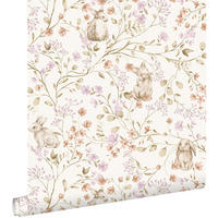 TAPETE Toile de Jouy Kaninchen 0.53 x 10.05 m - Weiß, Papier (53/0.1cm) - ESTAhome