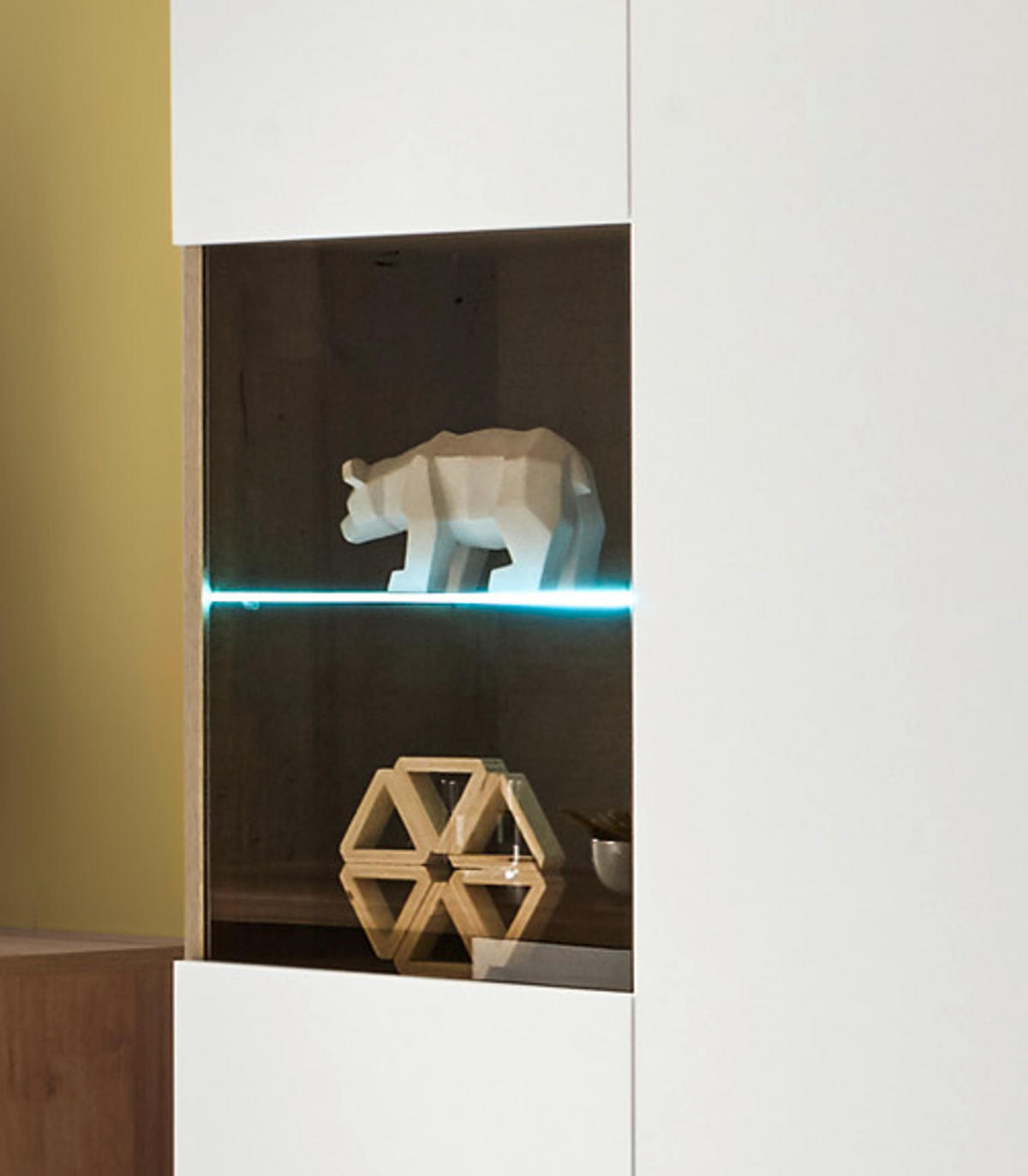 HIGHBOARD weiß Eiche Riviera, Vitrine skandinavisch 90 x 134 cm - Eichefarben/Weiß, Holz/Holzwerkstoff (90/134/40cm) - Furn.Design