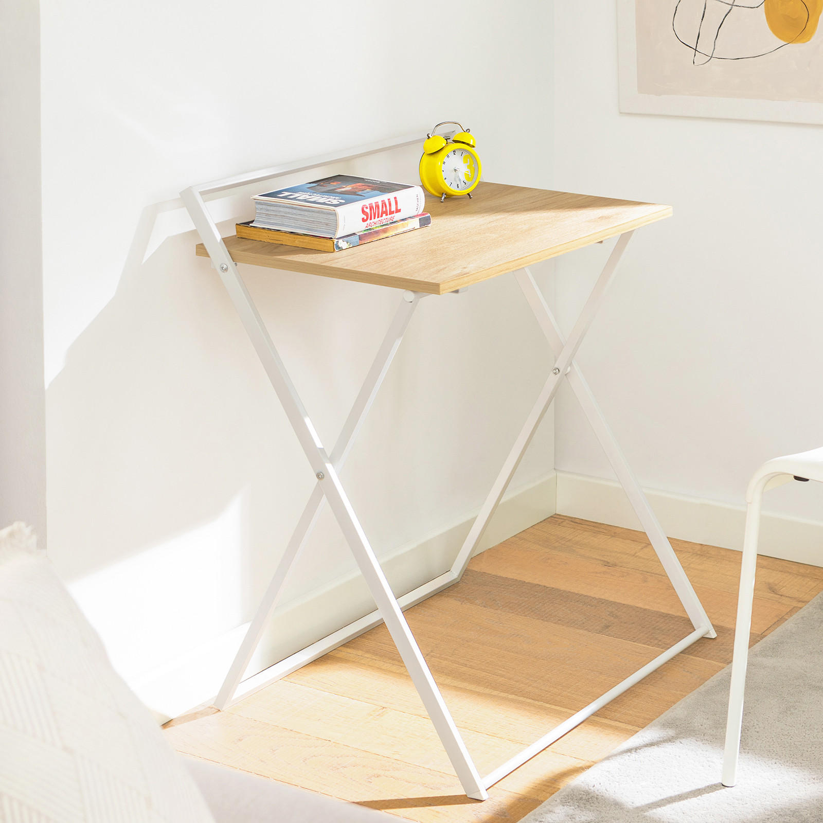 SCHREIBTISCH Weiß-Natur - Weiß, Holzwerkstoff (45/63/77cm) - SoBuy