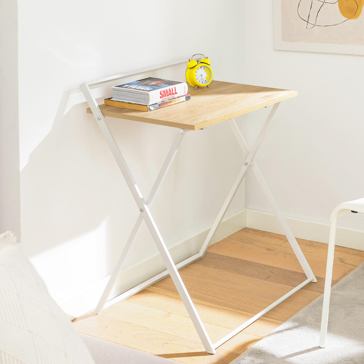 SCHREIBTISCH Weiß-Natur - Weiß, Holzwerkstoff (45/63/77cm) - SoBuy