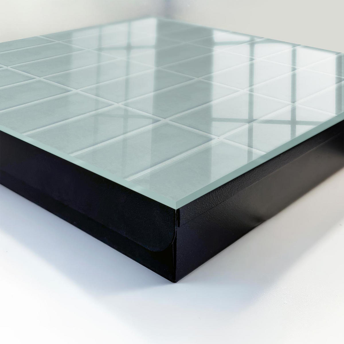 SCHLÜSSELBOX Schwarz 30x30 cm- Türöffnung nach rechts - Blaue Fliesen - Blau, Metall (30/30/5cm) - TULUP