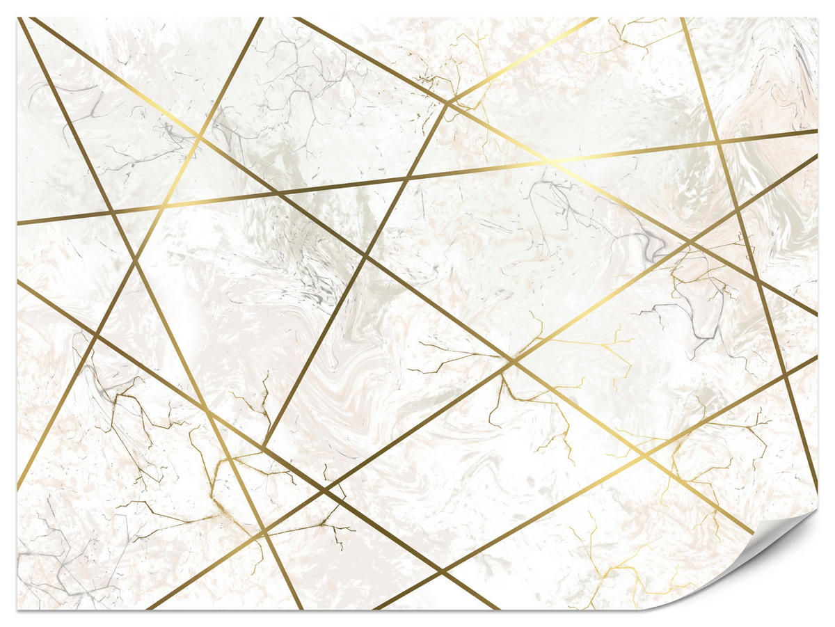 FOTOTAPETE Marmor Linien Abstraktion 350x256 - Gelb/Beige, Papier (350/256cm) - Muralo