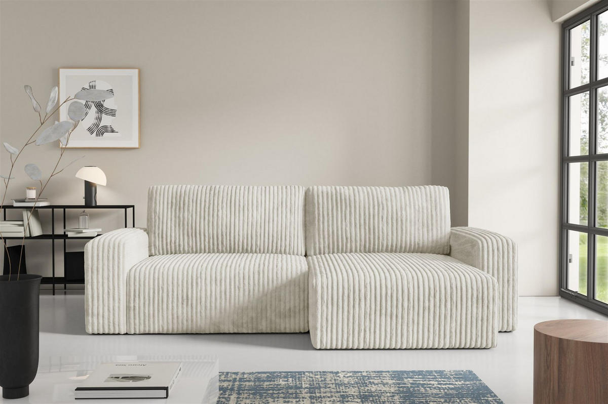 ECKSOFA Natalia - Creme, Holzwerkstoff/Textil (244/149cm) - Fun Möbel