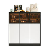 SIDEBOARD in Schwarz-Weiß 100x40x105 cm mit 6 Türen und LED-Beleuchtung - Schwarz, Holzwerkstoff (40/105/100cm) - IVMEU