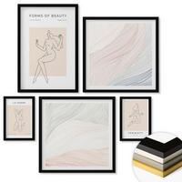 WANDBILDER 5er-Set - 50x50 cm & 20x30 cm & 40x60 cm Schwarzer Rahmen - Weibliche Silhouetten auf Plakaten - Schwarz, Kunststoff (40/60cm) - ArtPrintCave