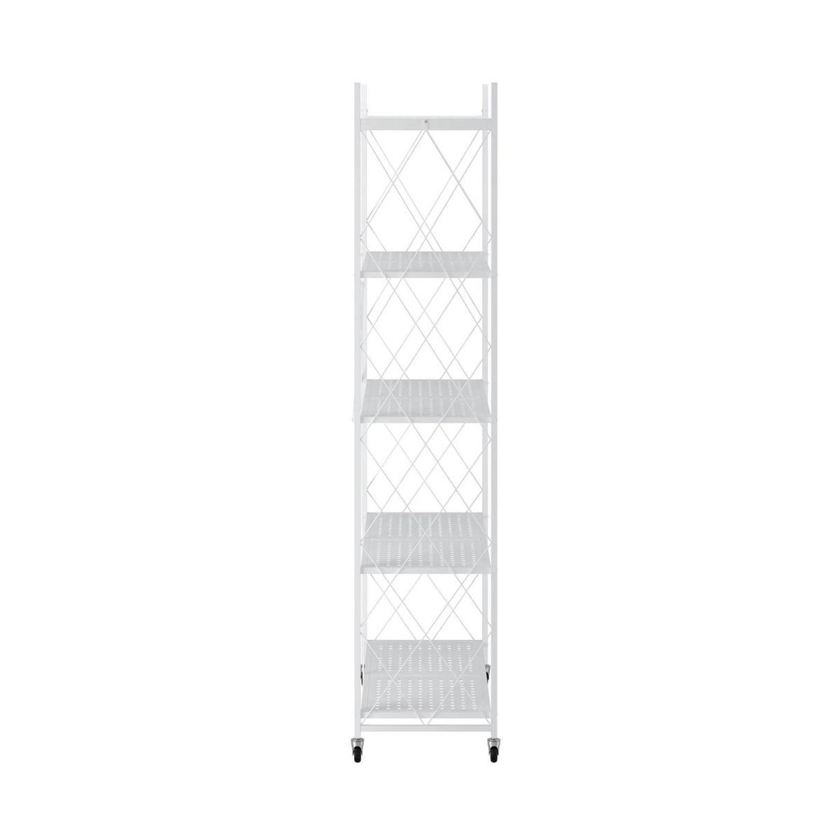 KLAPPREGAL auf Rollen 5 Fachböden Belastbarkeit 250kg 167x72x34 cm Weiß - Weiß, Metall (72/167/34cm) - PROREGAL