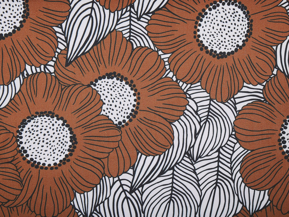 GARTENLIEGE 2er-Set dunkelbraun Textil weiß/rot Mohnblumenmuster Anzio - Dunkelbraun/Weiß, Textil (54/70/97cm) - Beliani