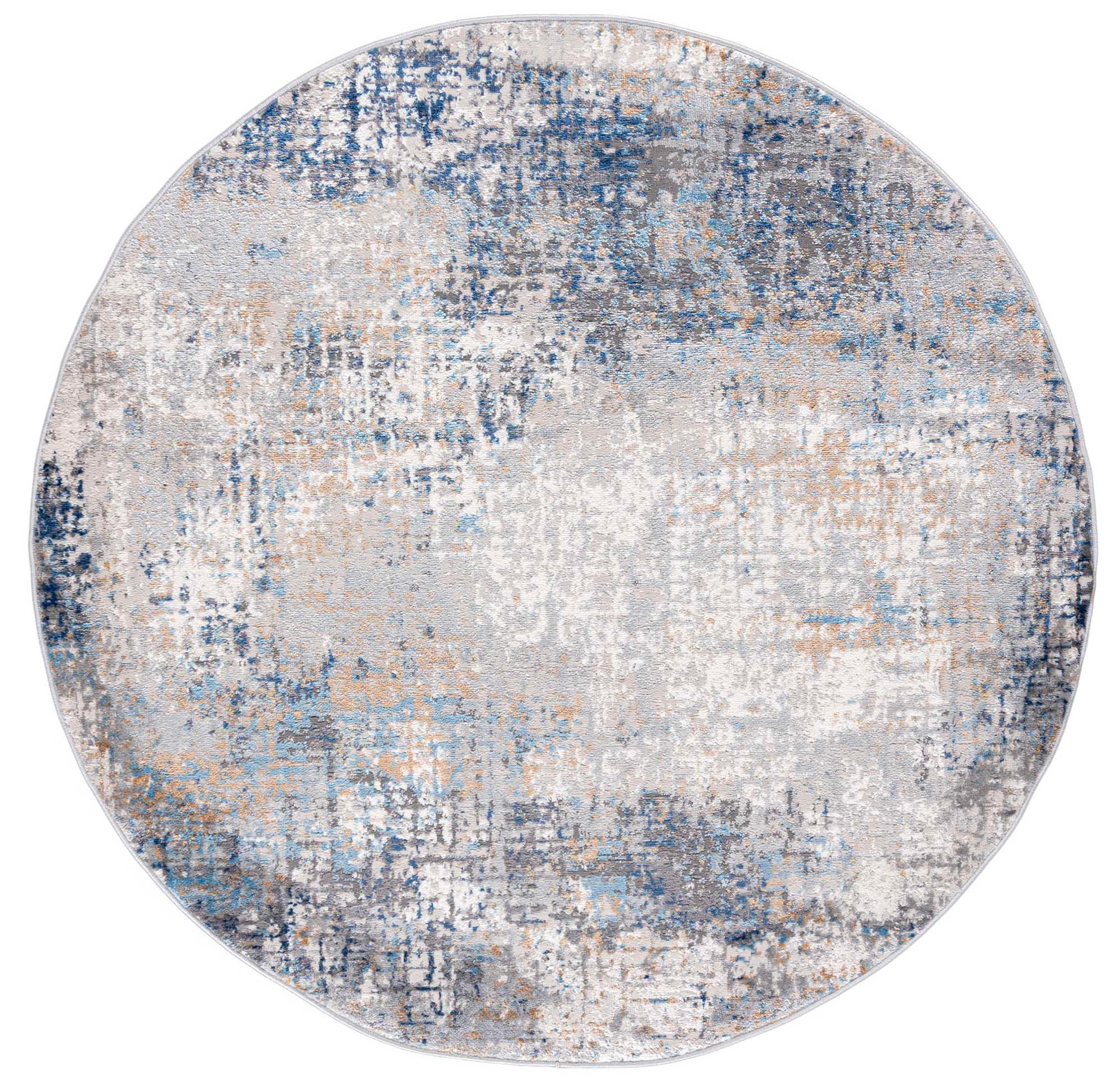 TEPPICH Beige Rund Abstrakt Kurzflor - 100 x 100 cm - Blaugrau, Textil (100/100cm) - Mazovia